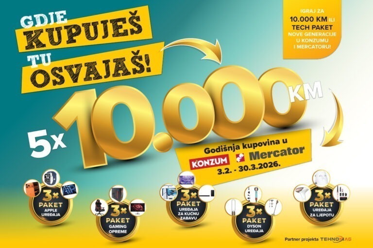 Kupuj u Konzumu i Mercatoru i osvoji 50.000 KM i ekskluzivne TECH pakete